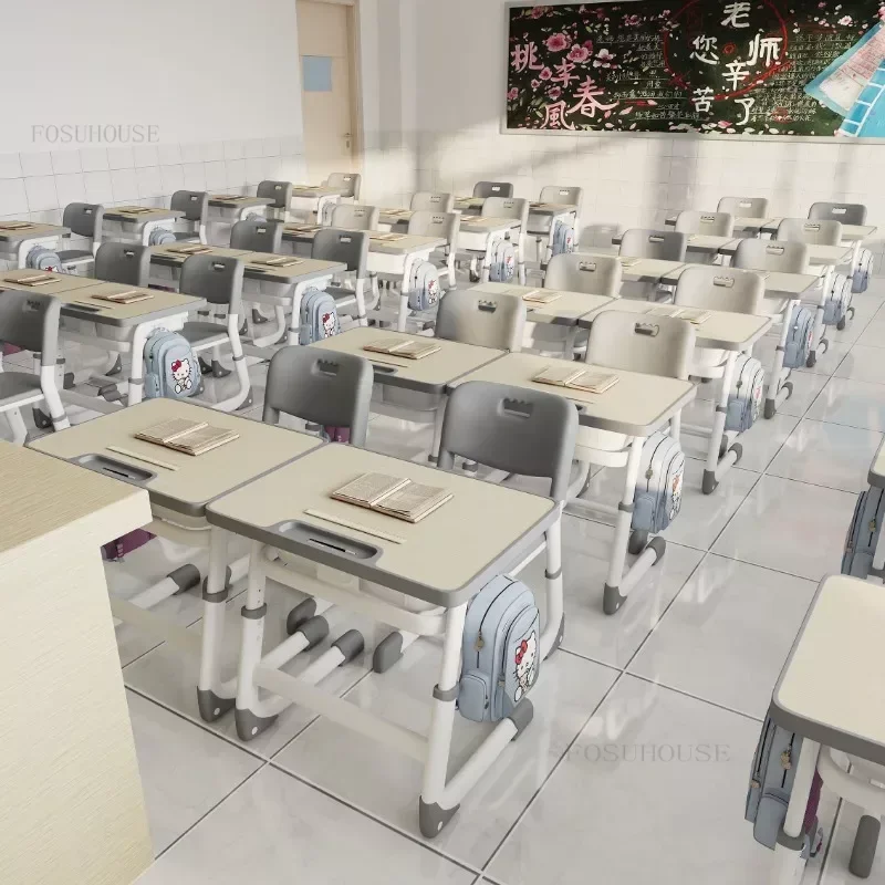 Wooden Kid's Study Table Primary School Student's Liftable Desk Children Furniture Household Writing Table and Chair Set