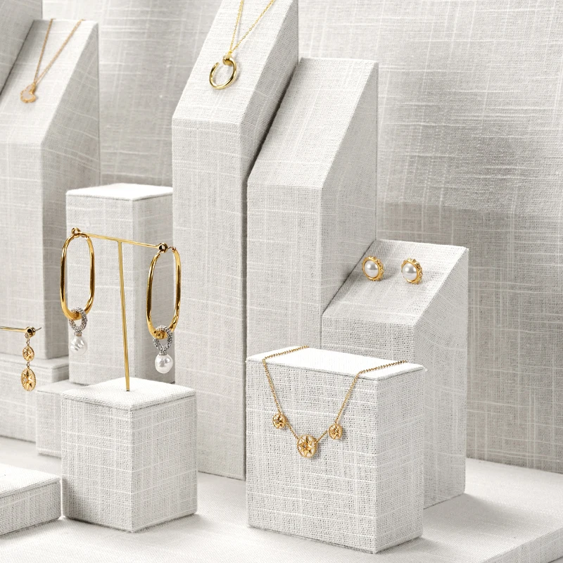 Ciyye Linen Block Jewelry Display Props for High End Rings Bracelets Necklaces Counter Window Display Shop Jewelry Display Stand - Image 3
