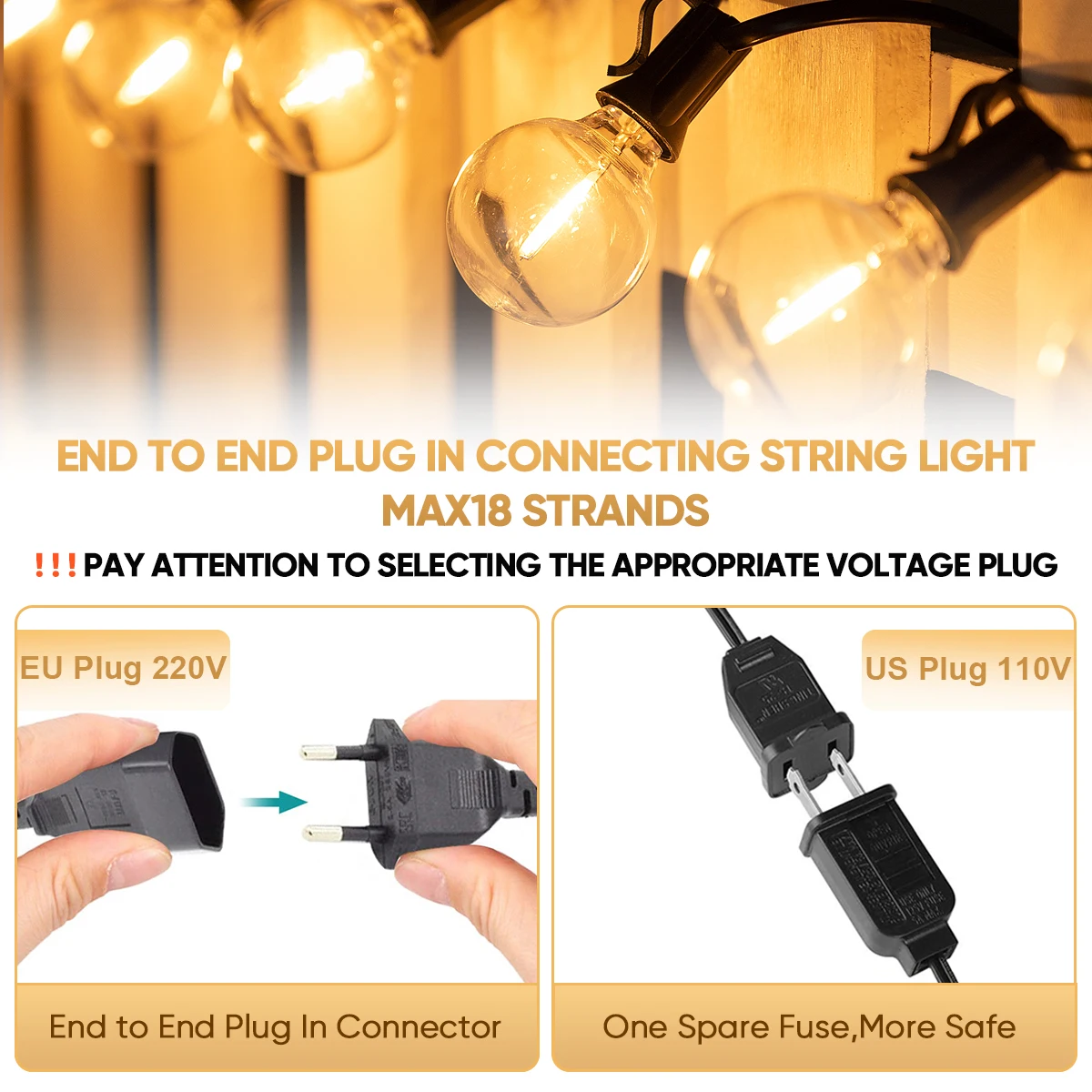 Shatterproof G40 Lights Garland 220V 110V Led String Light E12 Waterproof Connectable Christmas Decoration Outdoor Garden Lights - Image 3