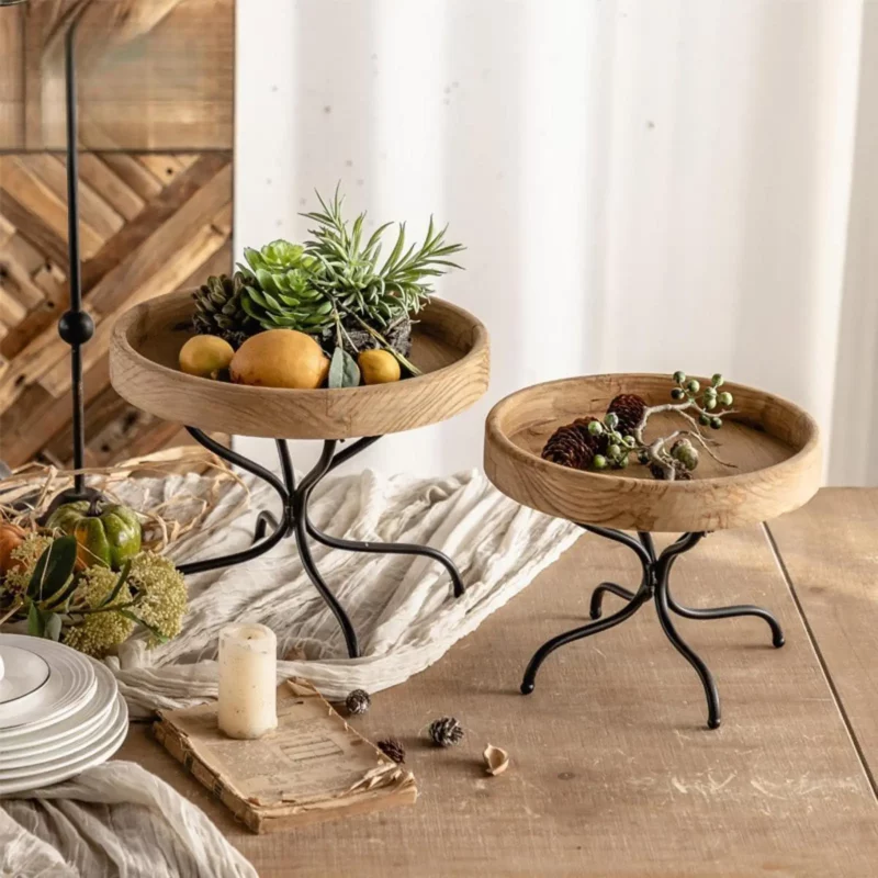 Wood End Table Ideal Gifts Multifunctional Food Tray Sofa NightStand Accent Table for Home Patio Living Room Farmhouse Entrance