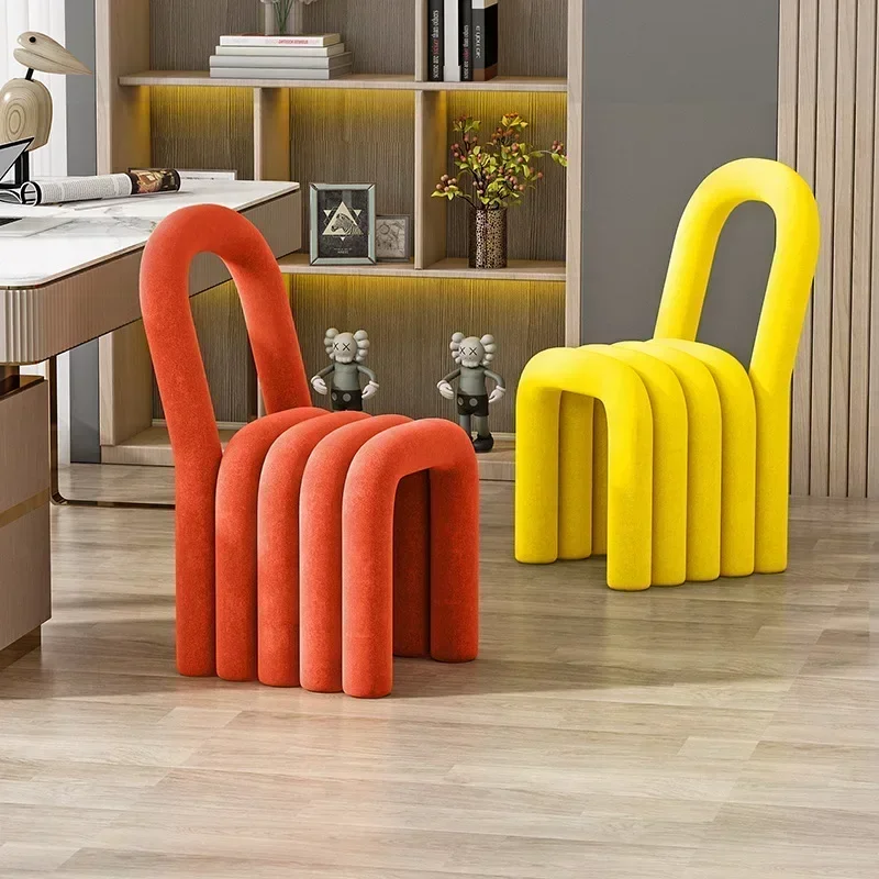 Makeup Dressing Stool Special-Shape Lambswool Home Decorative Chair Creative Nordic Rainbow Dining Chair for Bedroom Living Room - Image 3