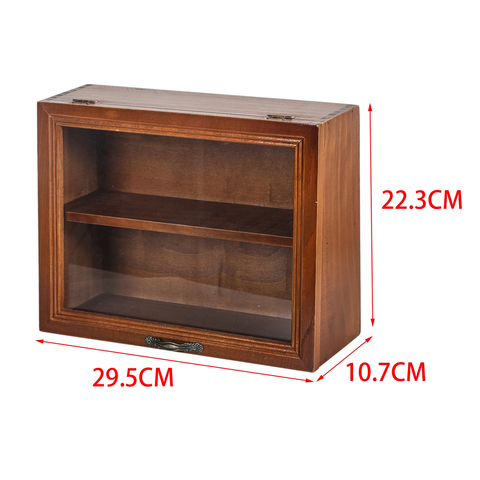 Wooden Desktop Storage Cabinet with Door Organizer Box Desktop Dressing Home Decor Toy Figure Display Stand Decoration 2 Tiers - Image 4