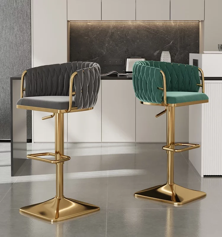 Velvet Bar chair Home kitchen high stools Cafe Lift Swivel chair luxury counter stools Modern bar chair with backrest Furniture