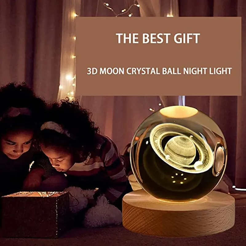 LED Night Light Milky Way Galaxy Solar System Crystal Ball Children Night Lamp Bedroom Ambient Light Creative Gift Night Light - Image 3