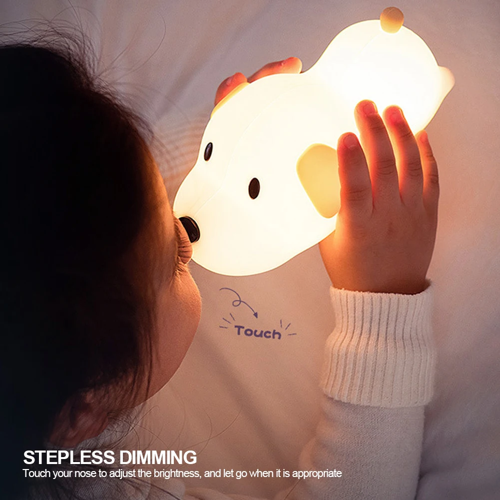 Puppy Lamp Silicone Dog LED Night Lights Touch Sensor Colors USB Rechargeable Bedside Mood Light for Children Baby Toy Gift - Image 5