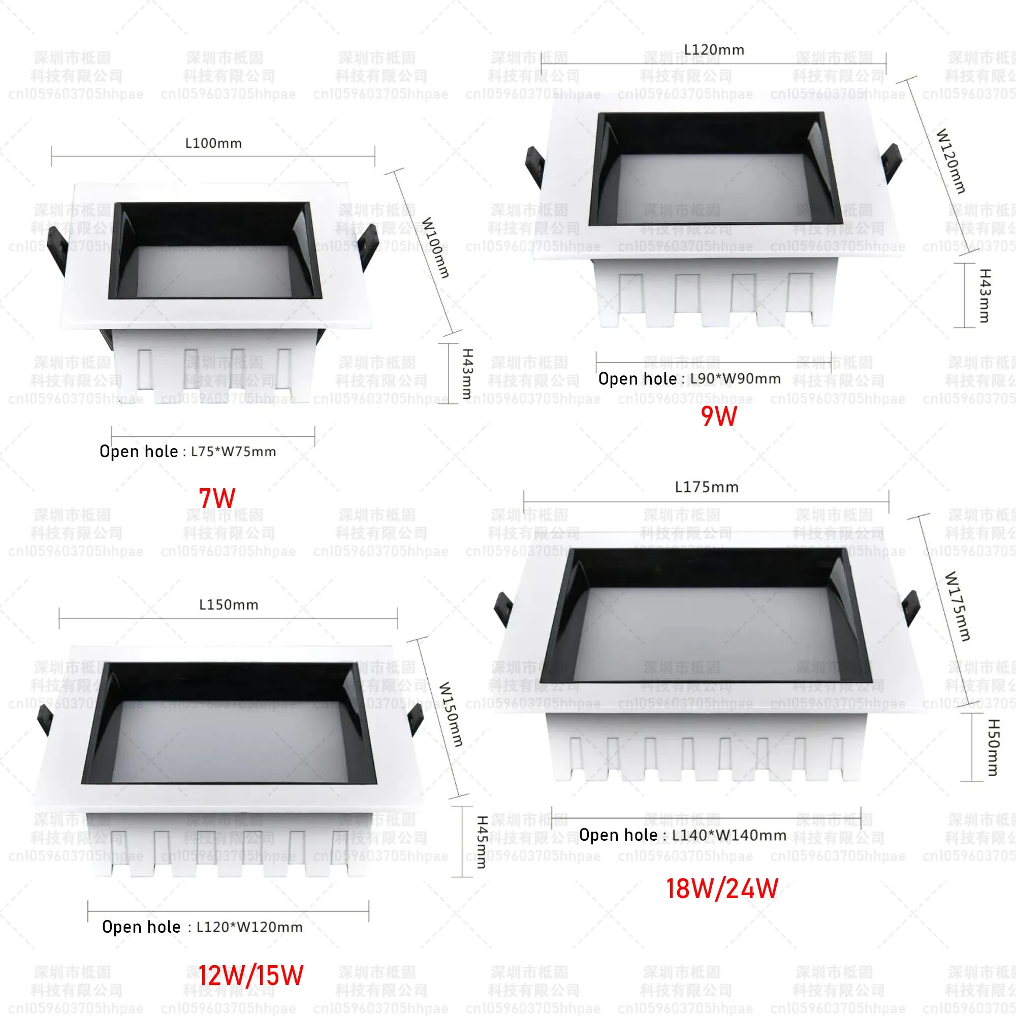 Embedded Square LED Downlight Anti Glare Cob Ceiling Spotlight Home Indoor Lighting Lights 7w 12w Bedroom Aisle Spot Lamp AC220v - Image 5