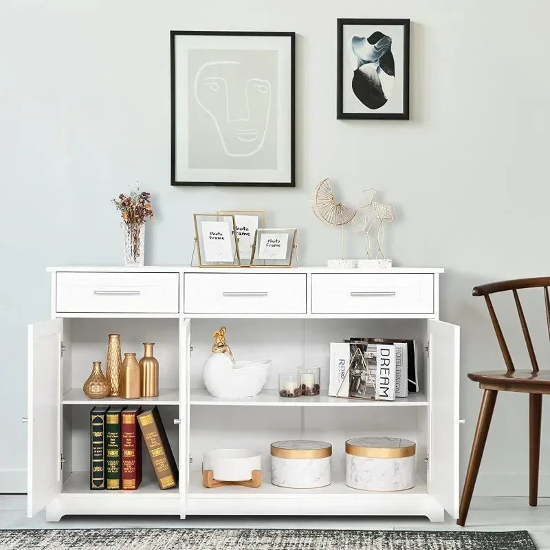 Sideboard Cabinet Buffet Table Kitchen Storage Cabinet White Credenza Sideboards and Buffets with Storage Coffee Bar Cabinet - Image 4