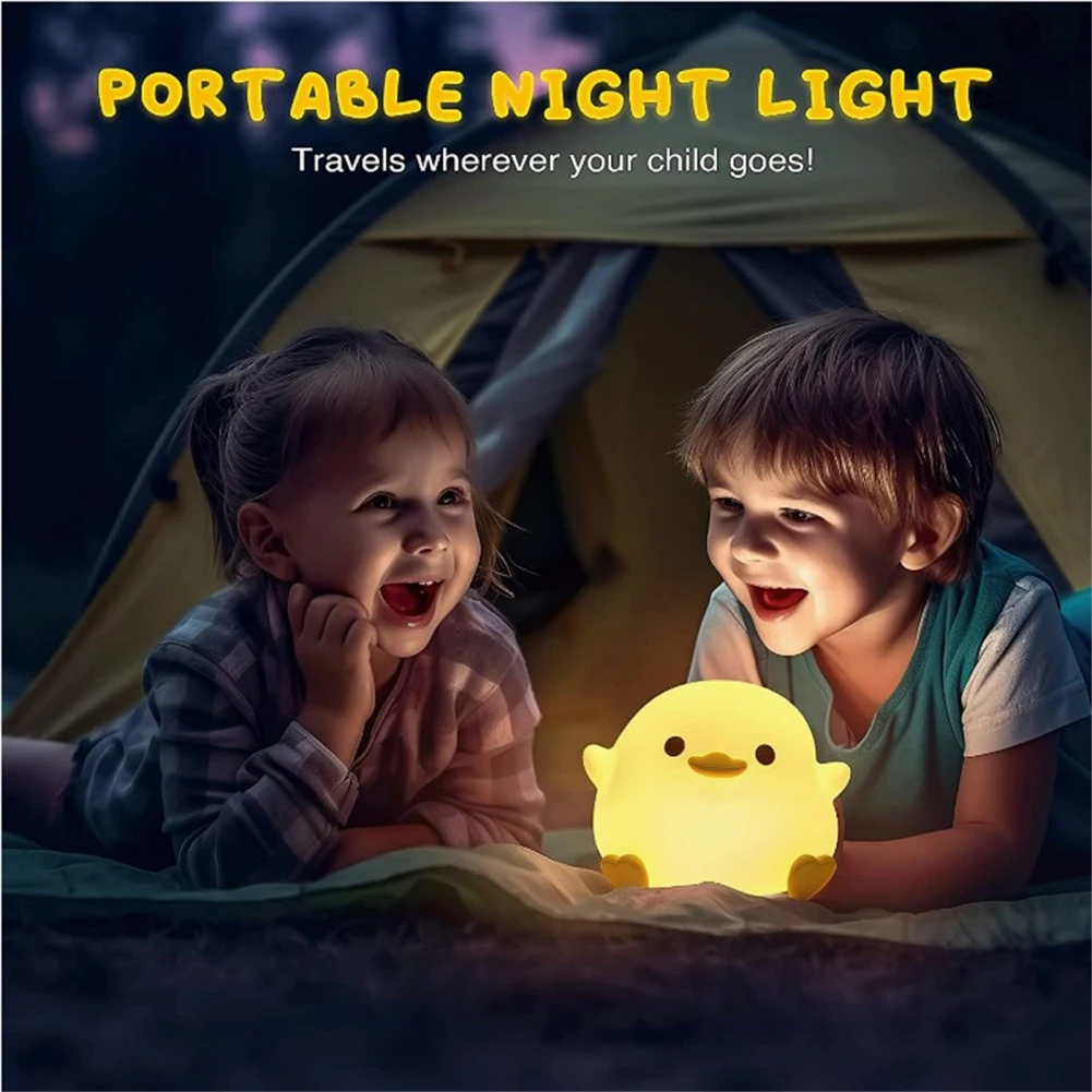 Led Cute Silica Gel Bean Duck Night Light With Touch Sensor Rechargeable Table Lamp Bedside Lamp For Bedroom Living Room - Image 2