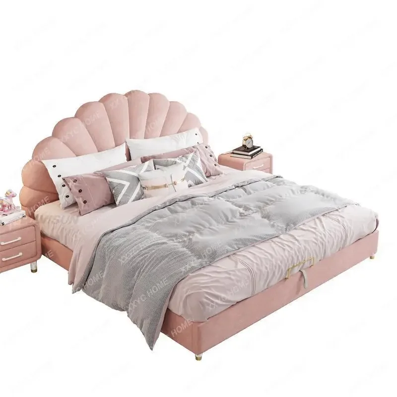 Solid Wood Pink Color Big Princess Children's Bed Girl Bed 2 To 14 Years Olds Kid Bed Bedroom Furniture Set Lit Enfant Fille