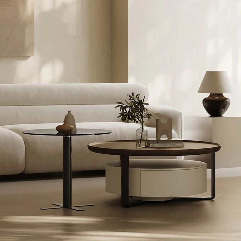 Cute Minimalist Round Coffee Table Accent Tea Luxury Console Coffee Table Bed Wooden Modern Meuble Salon Living Room Furniture - Image 4