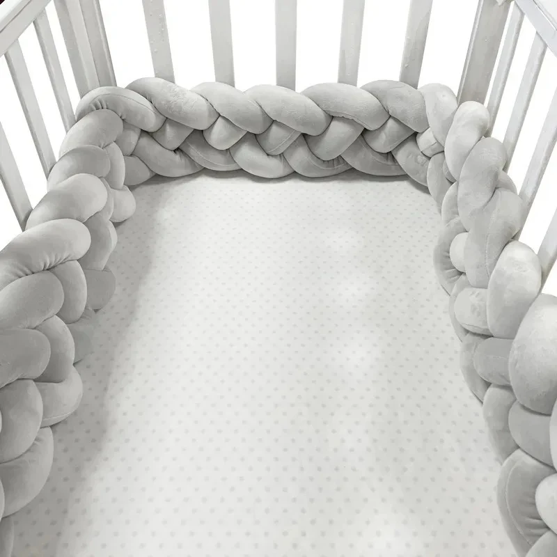1-3.6M Baby Bed Bumper Handmade Knotted Braid Weaving Plush Crib Protector Infant Knot Pillow Baby Room Decor - Image 3