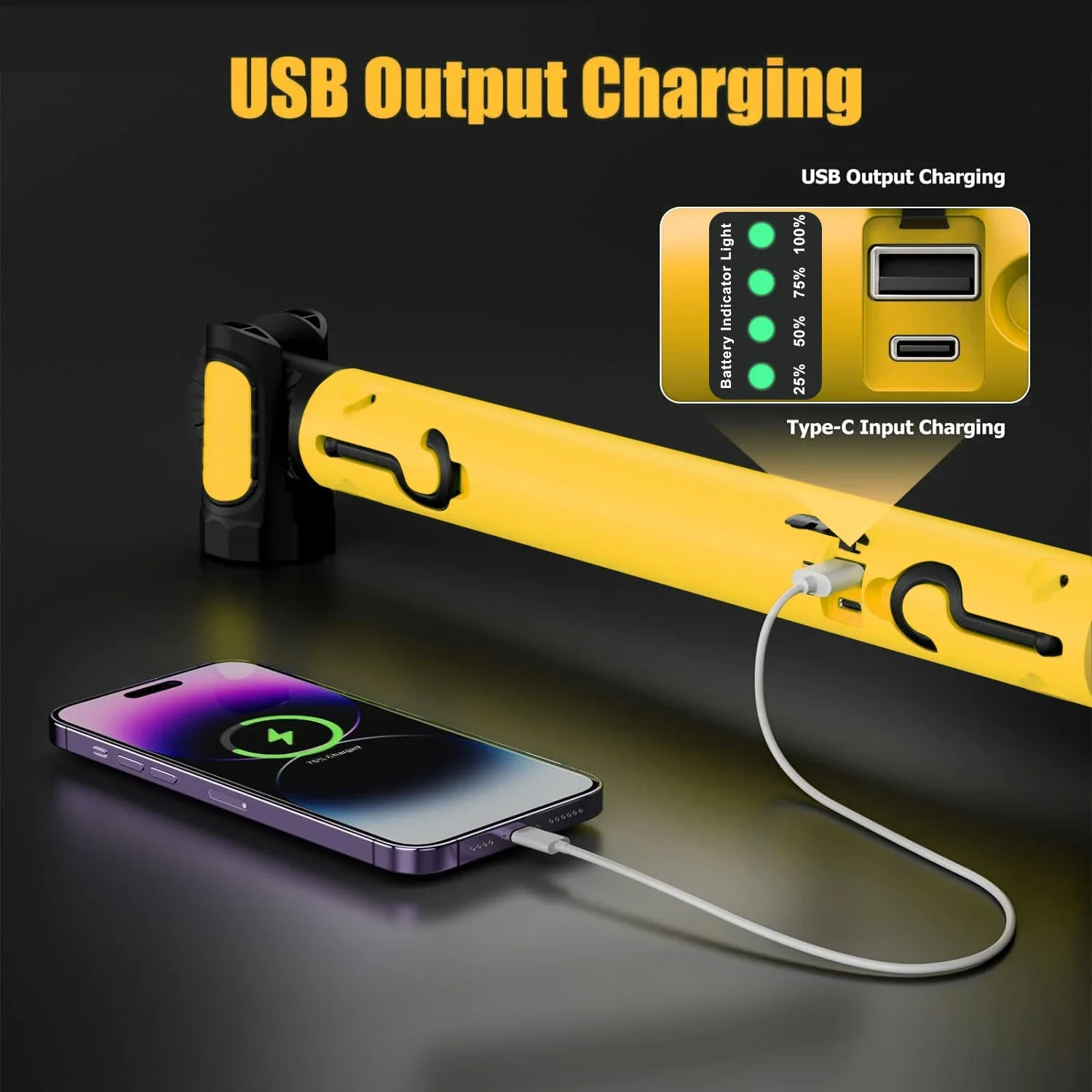 Super Bright Magnetic Work Light Built-in 4400mAh Rechargeable Battery Underhood Work Lamp Bar For Car Repair Outdoor lighting - Image 5