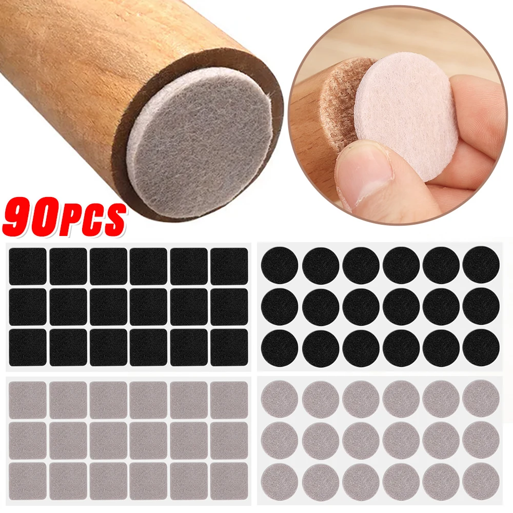 90/18Pcs Felt Furniture Pads Self Adhesive Chair Table Leg Cover Anti Scratch Floor Protectors Mat DIY Furniture Accessories