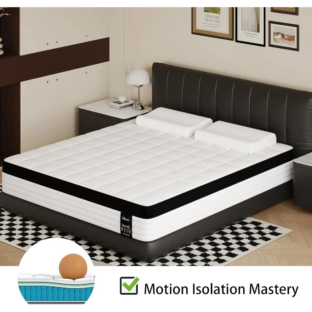 Pressure Relief Matress Medium Firm Mattress With Memory Foam and Pocket Springs Queen Mattress Full Size Bed in - Image 3