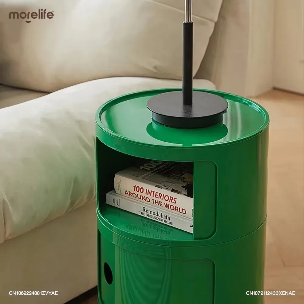 Design Minimalist Green Nightstands Mid Century Round Plastic Living Room Coffee Tables Storage Box Table De Chevet Furniture F+ - Image 2