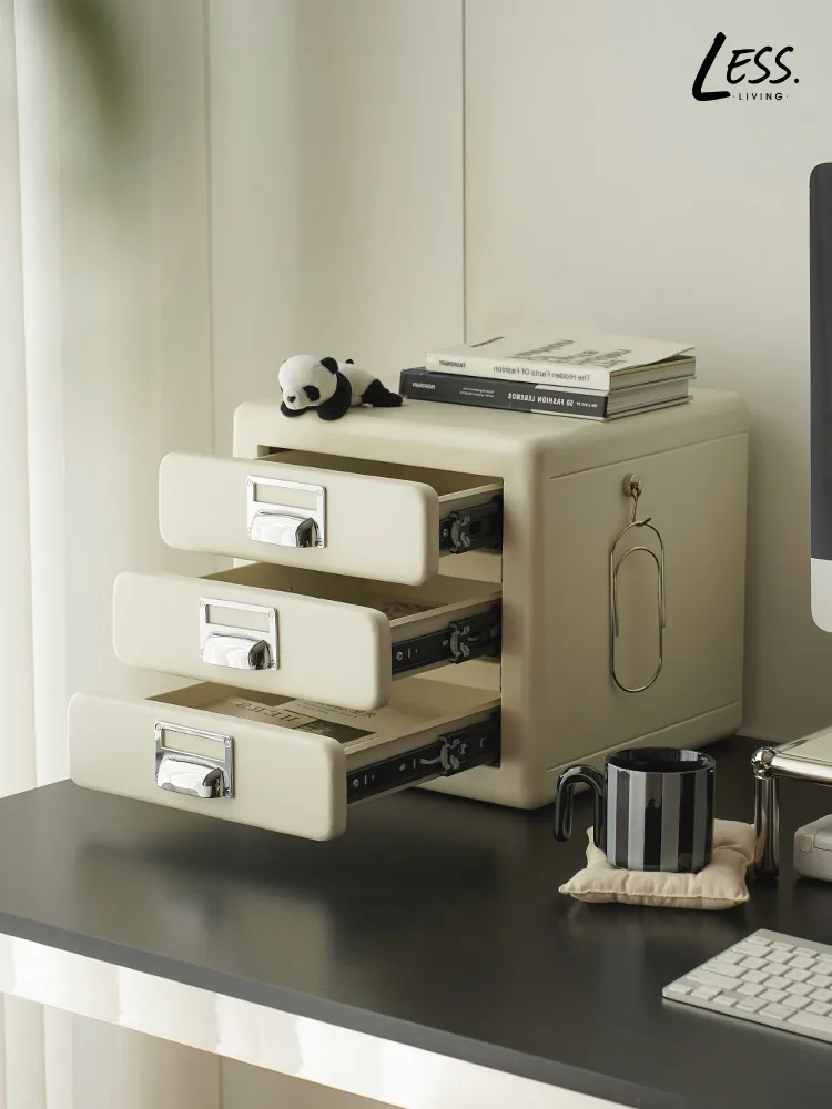 Multi-Layer Metal Mini Drawer Japanese Style Filing Cabinets Three-Drawer Desktop Organizer Storage Cabinet - Image 2