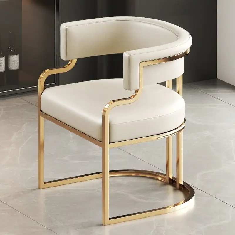 Nordic Leather Armchair Luxury Dining Chair Restaurant Hotel Modern Simple Sponge Backrest Chair Home Dining Chairs