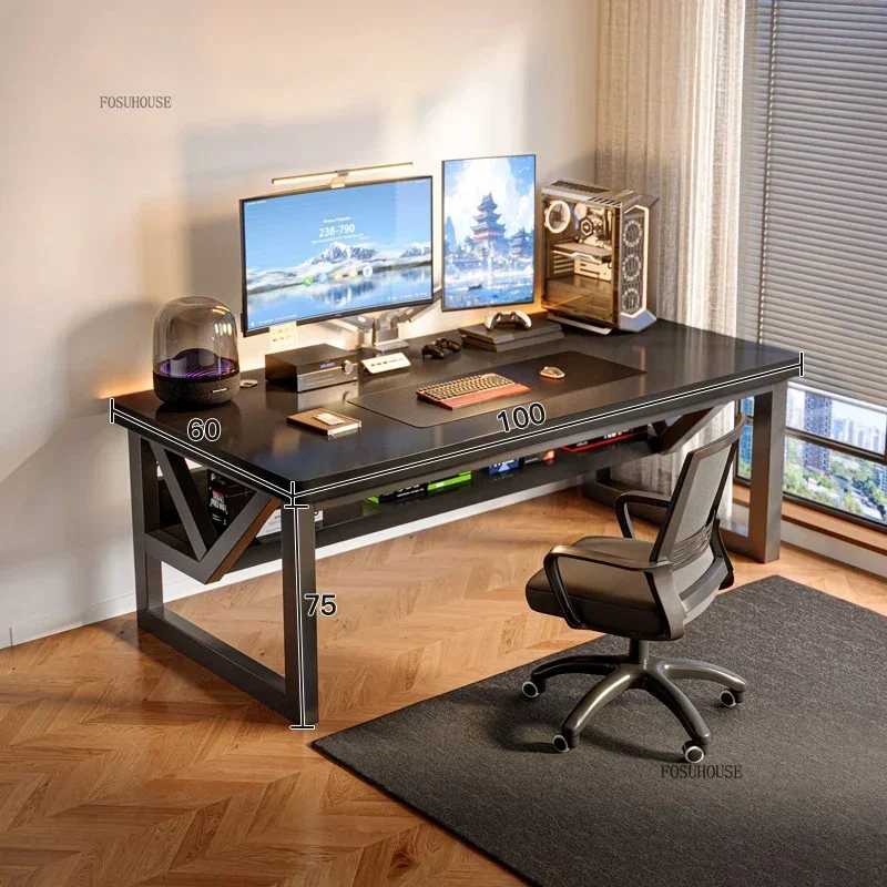 European Wooden Computer Desks Desktop Household Desk Rectangular Bedroom Double Table E-sports Gaming Table Simple Office Desks - Image 4