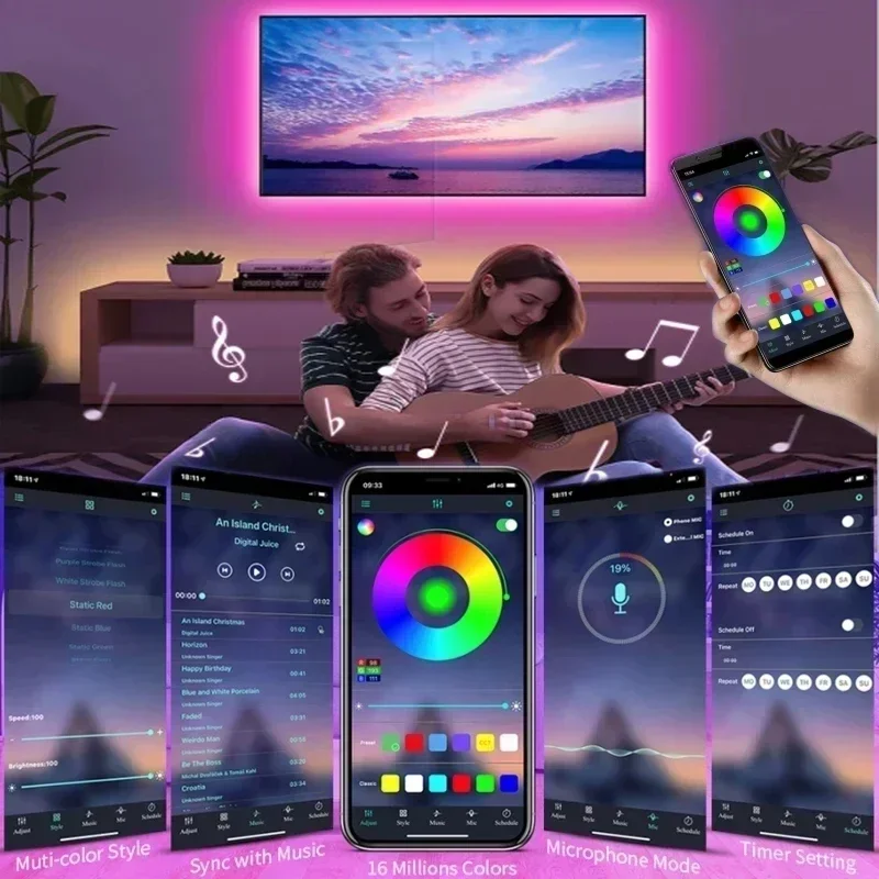Led Strip Light RGB 5050 Led Lights 2.4G Touch Control Lamp Tape Color Change Flexible Ribbon LED Diode TV Backlight Room Decor - Image 4