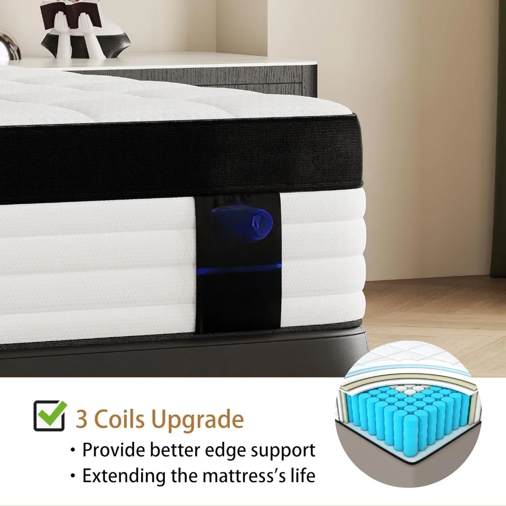 Pressure Relief Matress Medium Firm Mattress With Memory Foam and Pocket Springs Queen Mattress Full Size Bed in - Image 6