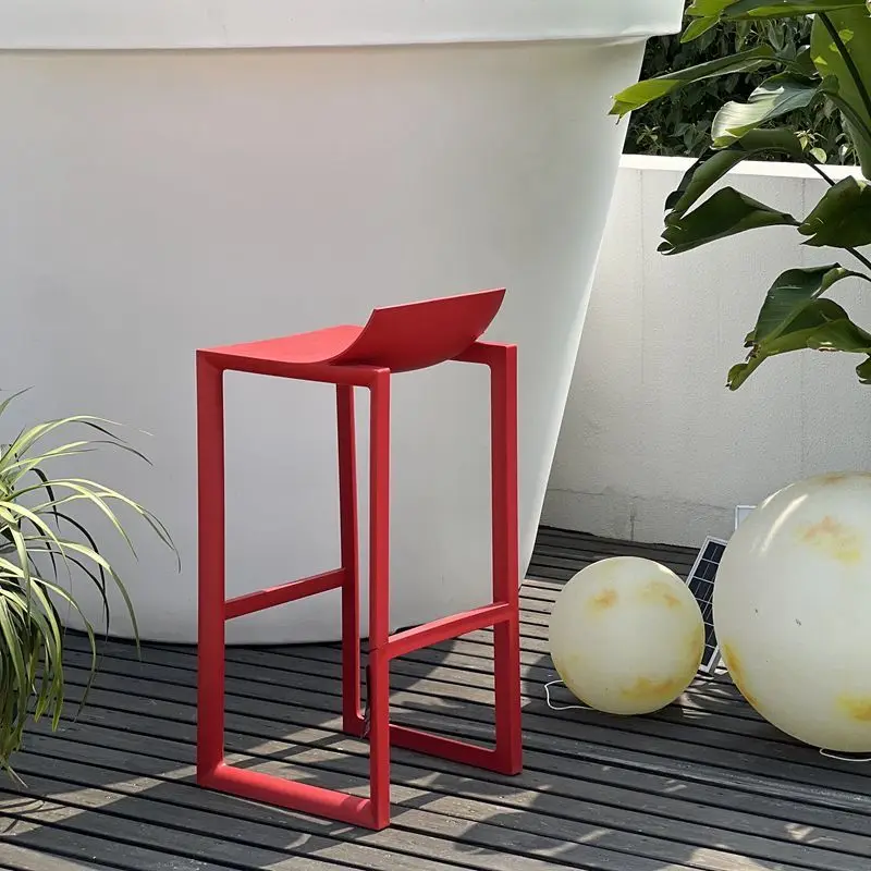Nordic simple bar chair Home designer outdoor wrought iron high stool Creative Internet celebrity back 55cm 65cm