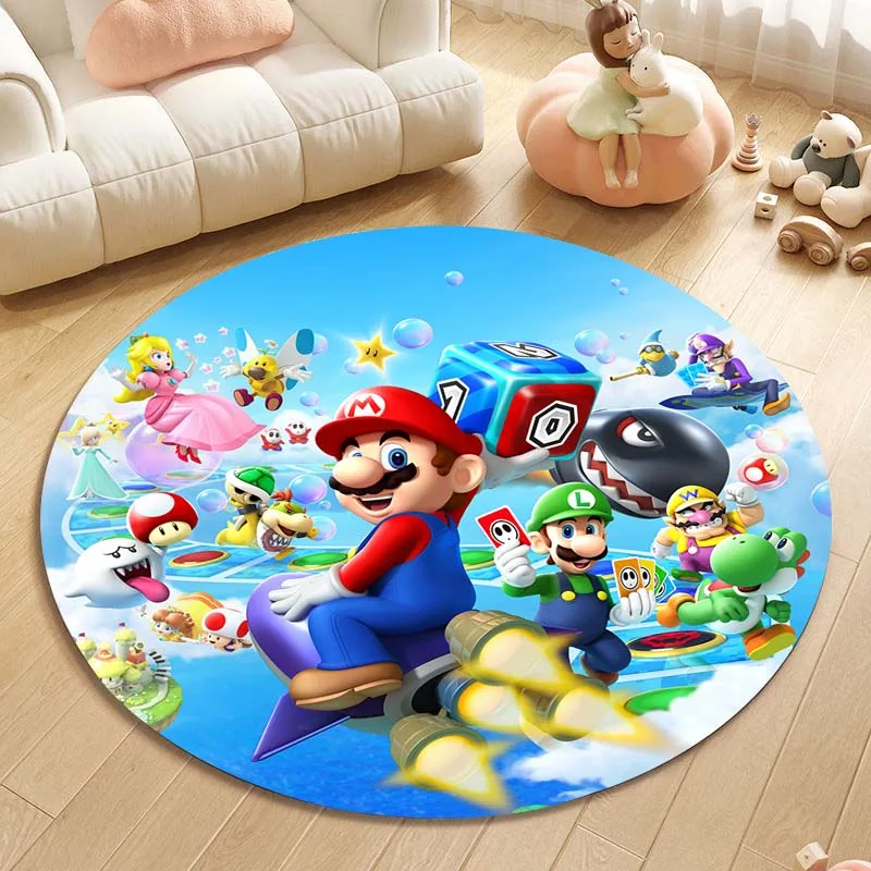 Gamer Super Mario Printed Round Rug, Bedroom, Living Room, Doormat, Sofa Table, Home Decor, Area Rug, Floor Mat,Kids Play Mat - Image 2