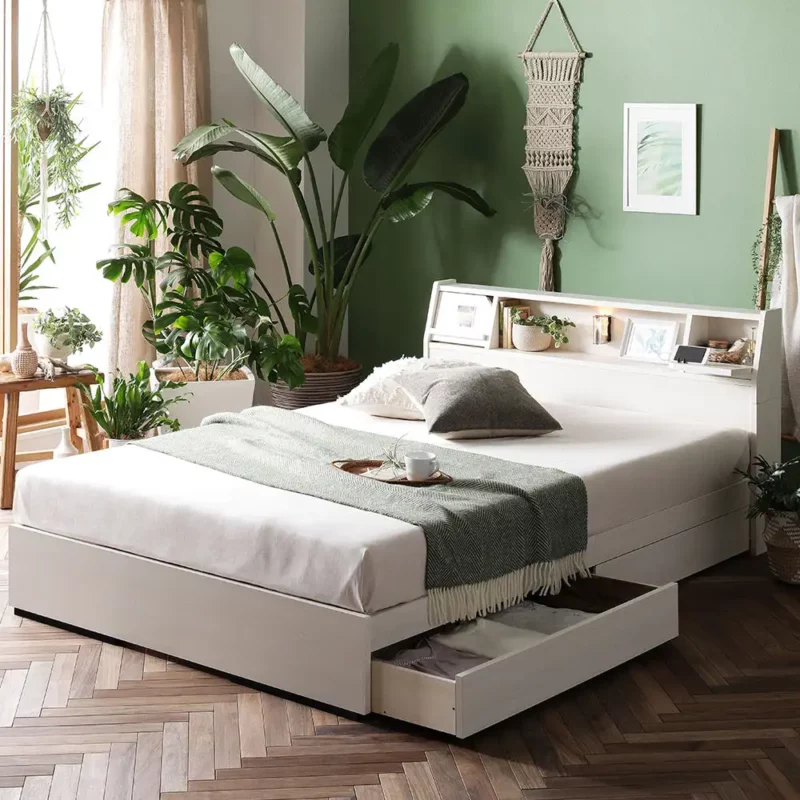 Customized Modern Bedrooms Sets Wood Storage Beds MDF Tatami Double Bed Frame With Storage and Headboard