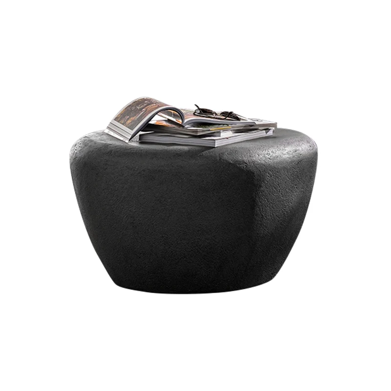Italian designer minimalist industrial low height oval stone coffee table modern outdoor garden furniture - Image 4