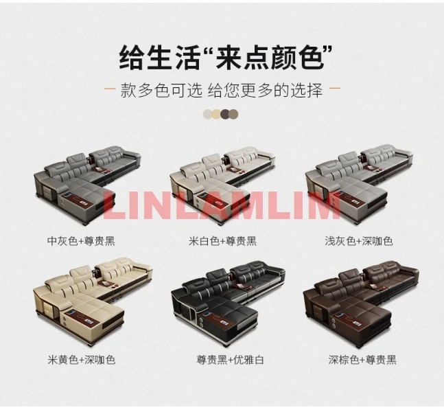 Genuine Leather Sofa Cama Leather Couch Big Sofas Sleeper Sofa Set Living Room Furniture Sofas Modernos Para Sala Sectional Sofa - Image 5