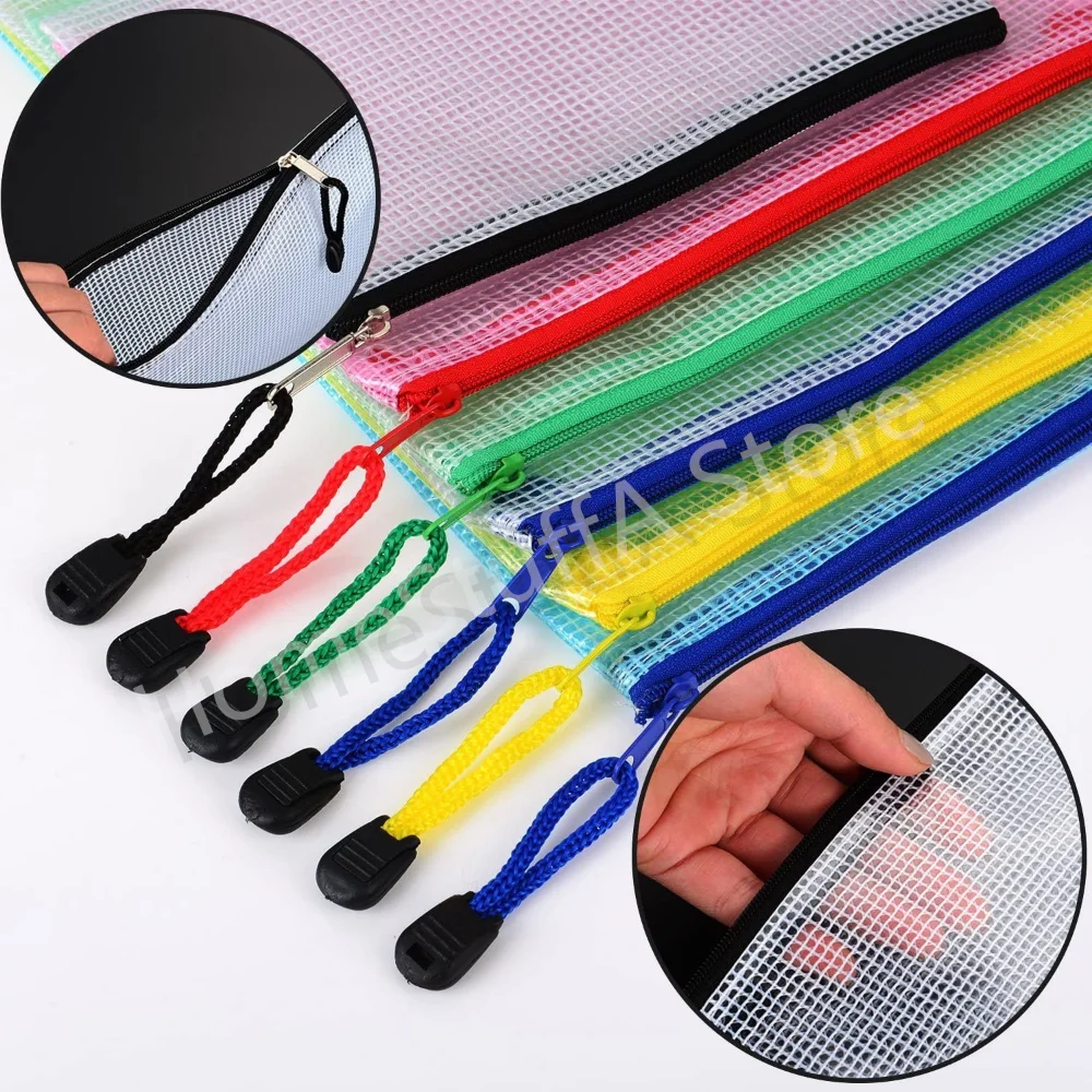 Mesh Zipper Pouch Zipper Bags A3/4/5/6 Waterproof Pvc Document Bag for Puzzle File Stationery Organizing Storage File Folders - Image 4