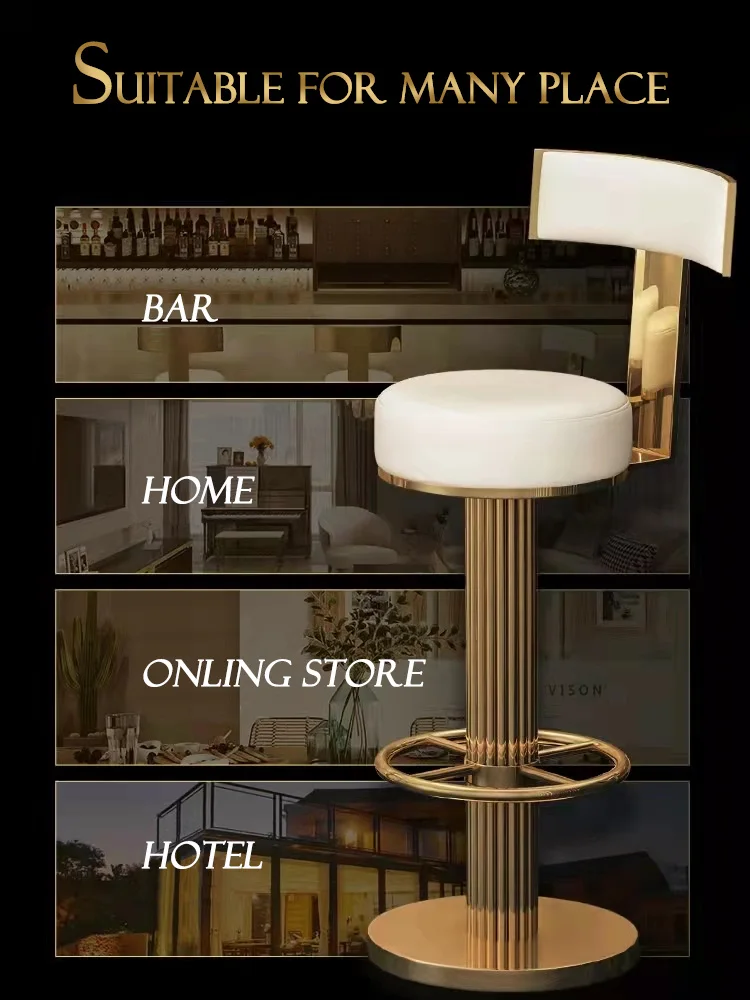 Bar Stools Height Adjustable Swivel Bar Chair Stainess Steel Kitchen Counter Golder Stools Dining Desk High Chairs - Image 2
