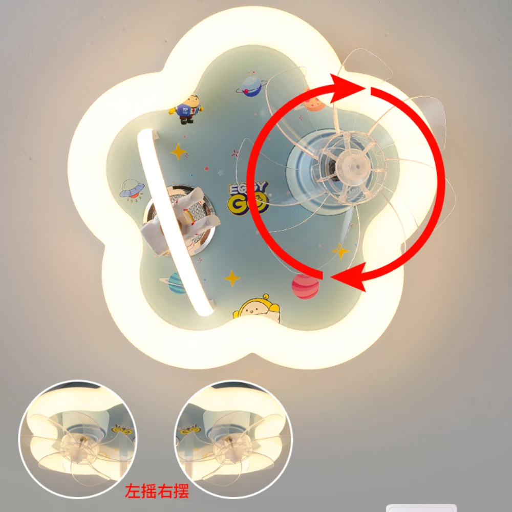 New LED Kids Room Ceiling Light Cartoon Astronaut Voice-activated Bluetooth Music Fan Lights Boys and Girls Bedroom Lamp - Image 4