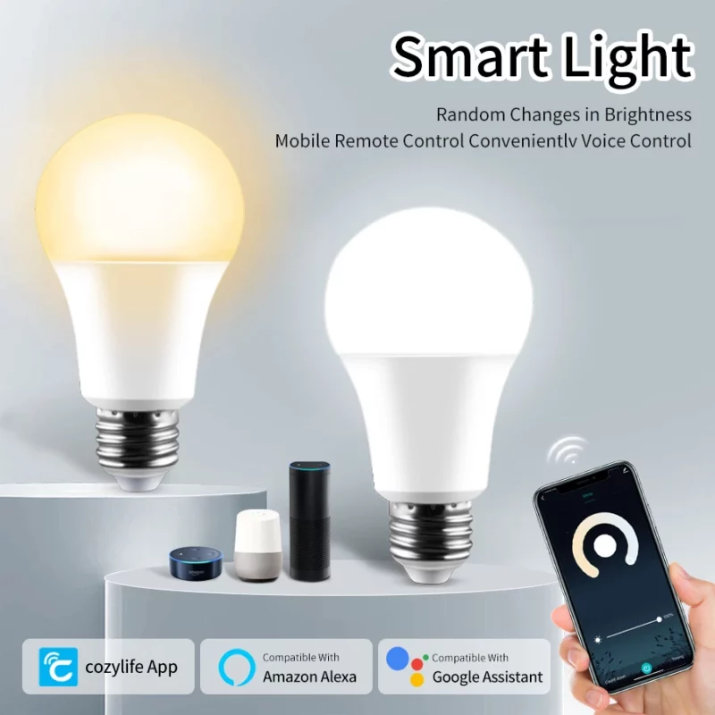 12W/15W/20W WiFi Smart LED Light Bulbs 110V 220V LED Smart Lamps CozyLife APP Voice Control Works With Alexa Google Home