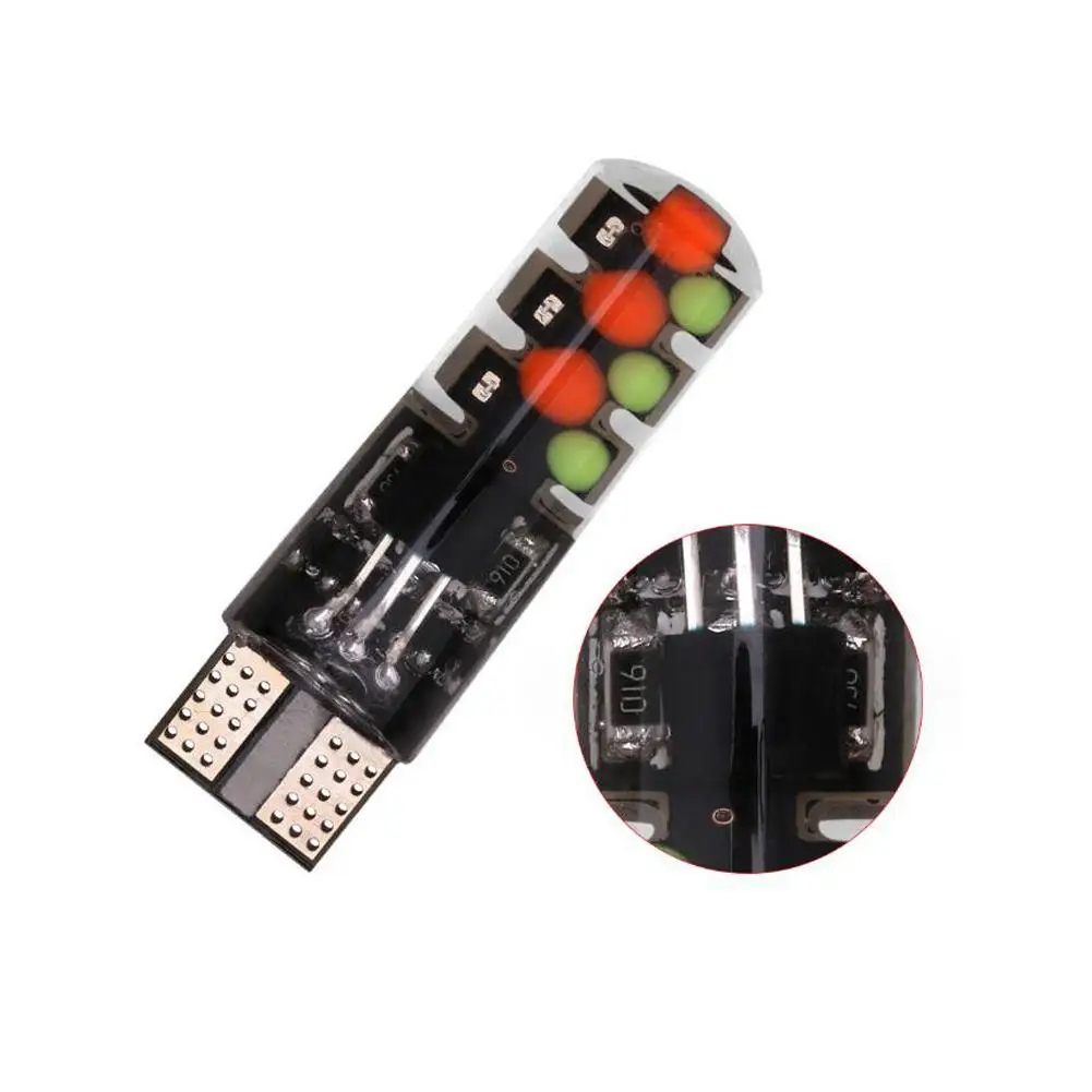 2pcs T10 W5W Led 194 168 W5W 5050 SMD Car Dome Reading Light Automobiles Wedge Lamp RGB LED Bulb With Remote Controller - Image 5