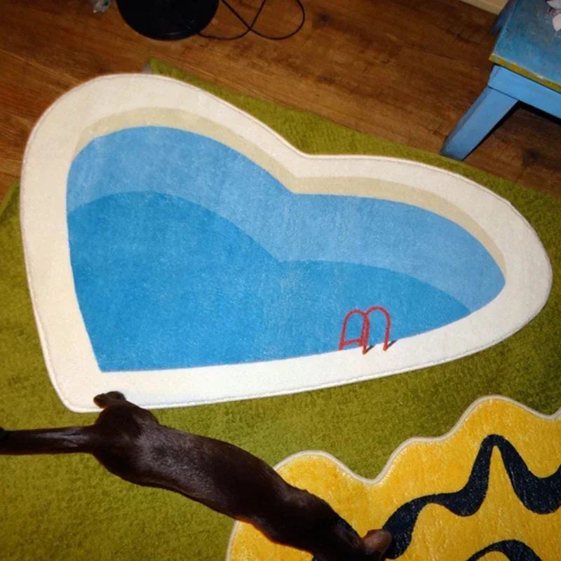 Cartoon Love Shape Soft Plush Floor Mat for Children, Bedside Rugs, Kids' Room Decor, Bedroom Carpet, Home Rug, Swimming Pool - Image 2