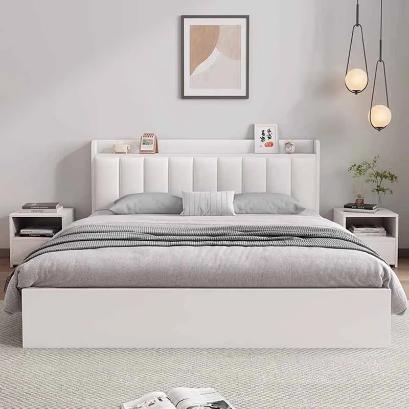 Elastic High End Double Bed Waterproof Kawaii Upholstered Queen Beds Twin Modern White European Camas De Dormitorio Furniture