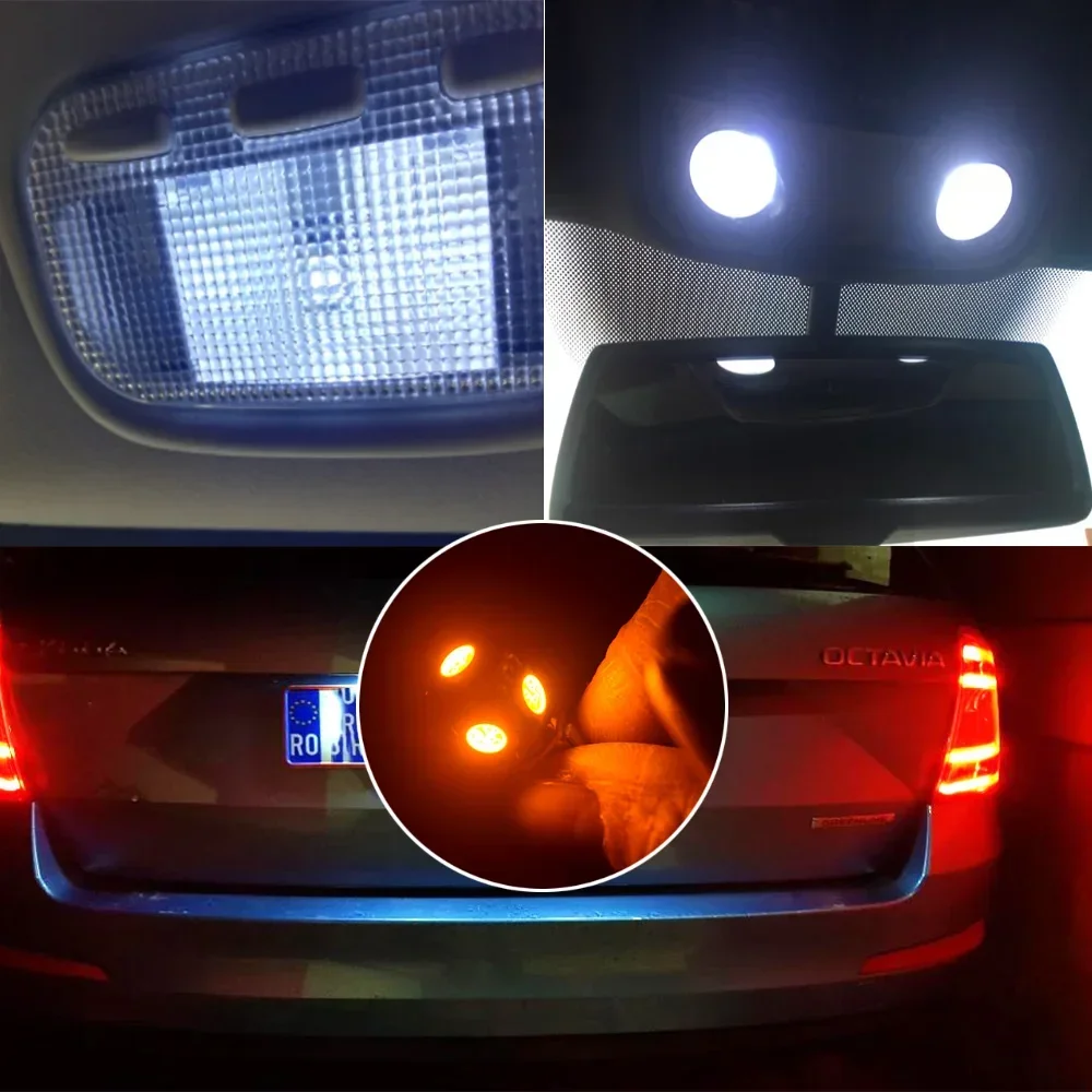 2Pcs LED Canbus 5050 5SMD Auto Lights No Error DC 12V Bulbs White Blue Red Reading Tail Lamp Door Turn Signal Marker Interior - Image 2