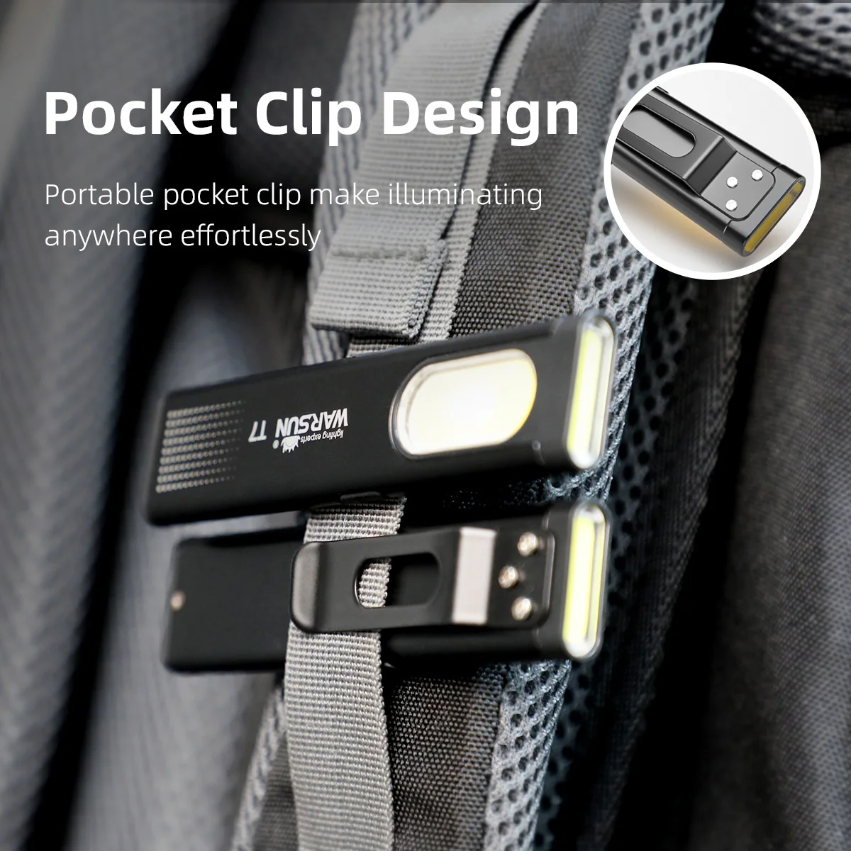 Warsun LED Keychain Flashlight USB-C Rechargeable 800Lm Portable Mini Torch Light Pocket Lantern Flood Work Light With Magnet - Image 3
