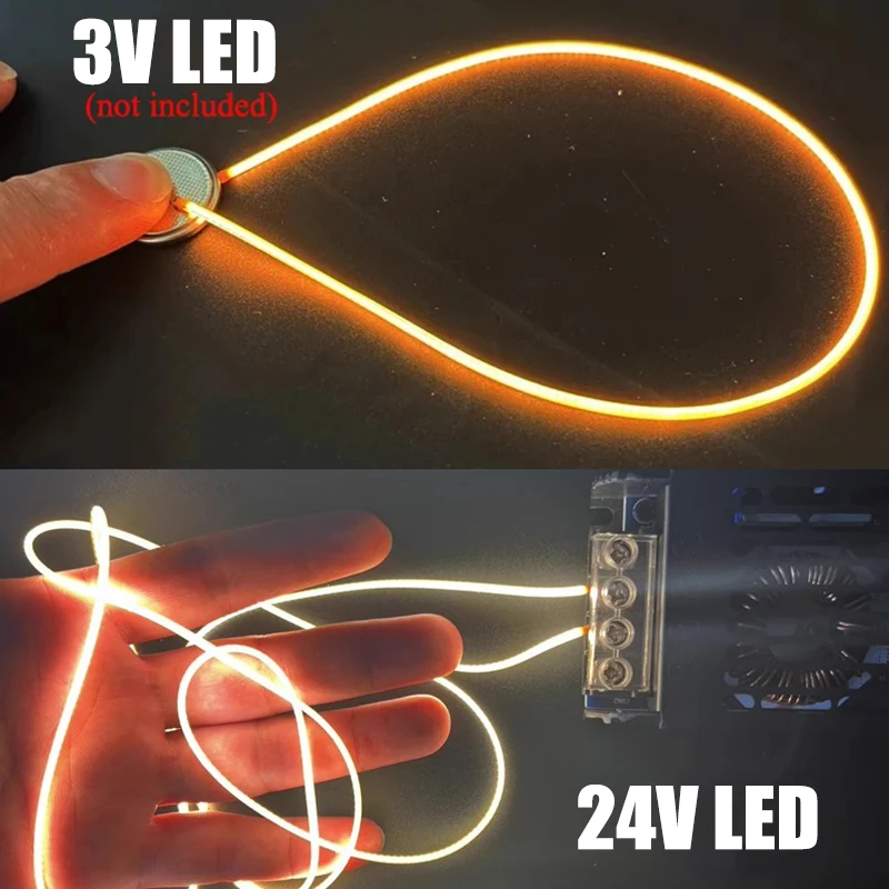 1.8Mm Narrow 360 Degree Luminous Cob Strip 3/24V Led Filament Flexible Silicone Lamp Edison Bulb Diode Filament Diy Decoration - Image 3