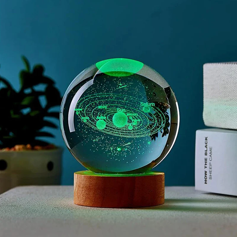3D Solar system laser carving Crystal ball Color night light, Birthday gift for girlfriend, Classmates and children - Image 2