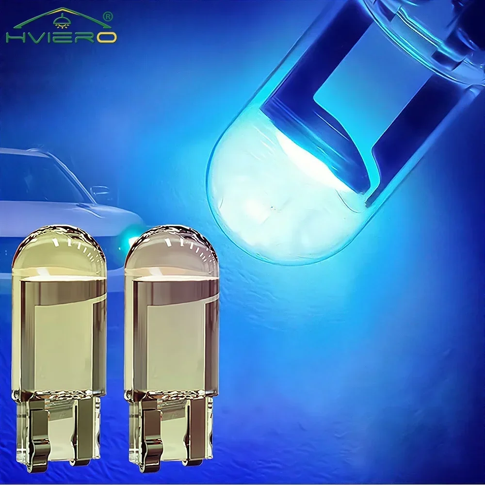 10Pcs Glass Cob LED Car Bulb W5W 194 T10 Wedge License Plate Lamp Dome Light White Auto Interior Reading Running Parking Backup - Image 5