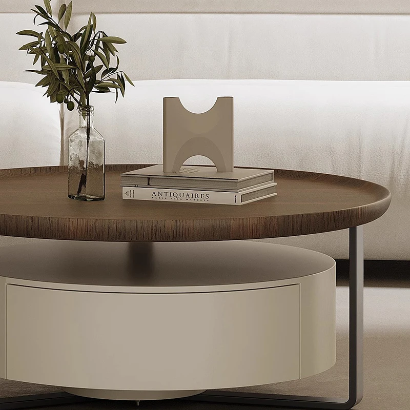 Cute Minimalist Round Coffee Table Accent Tea Luxury Console Coffee Table Bed Wooden Modern Meuble Salon Living Room Furniture - Image 5