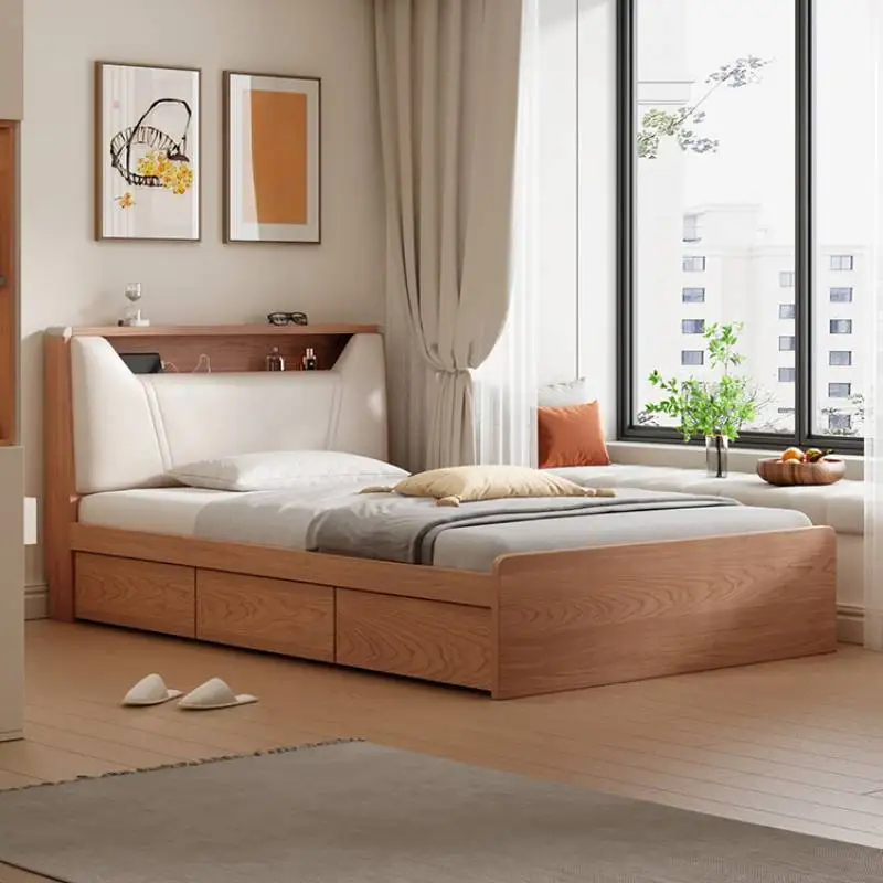 Pretty Bedroom Modern Bed Frame Storage Wooden Luxury House Twin Queen Bed Bases Full Size Camas Matrimonial Home Furniture - Image 3