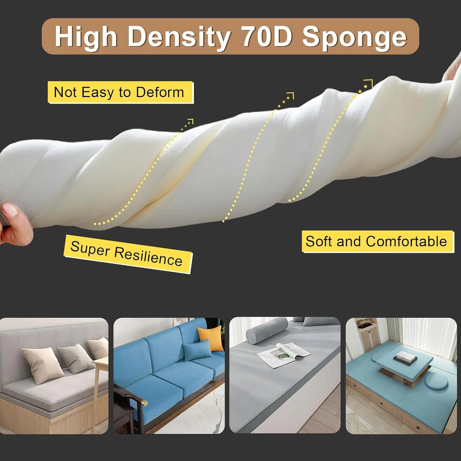 Custom Size Bench Cushions Indoor Personalized Size Seat Thick Cushions Soft Foam Furniture Cushions Long Chair Seat Pad Cushion - Image 3