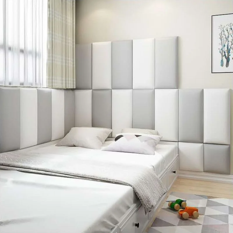Bed Headboard 3D Wall Stickers Self-adhesive Head Board Wall Panels Wallpaper Tatami Anti-collision Wall Mat Pad Foam Cushion - Image 4