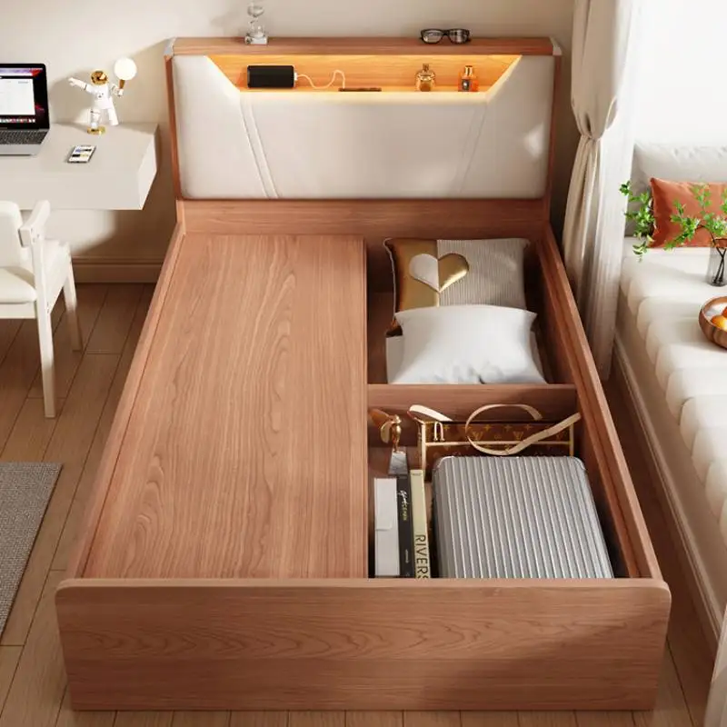 Pretty Bedroom Modern Bed Frame Storage Wooden Luxury House Twin Queen Bed Bases Full Size Camas Matrimonial Home Furniture - Image 5